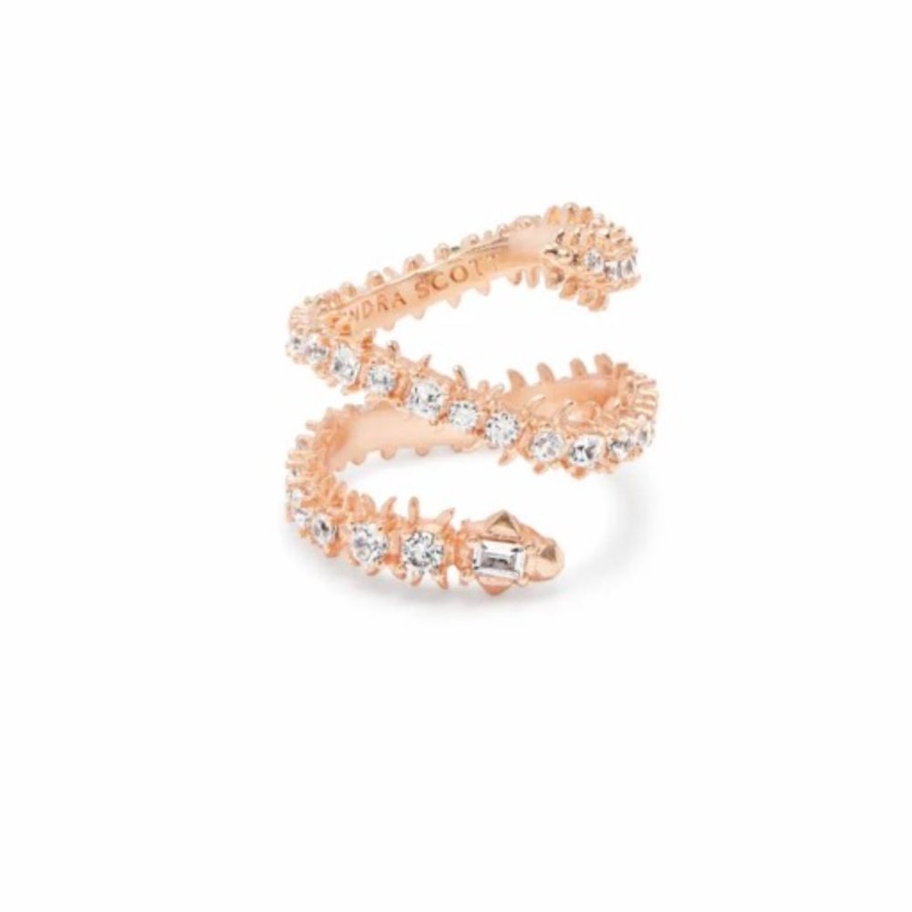 KENDRA SCOTT Beck Band Rose Gold Crystal Ring Size 7